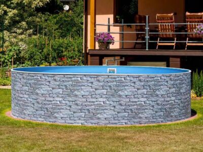 Сталевий каркасний басейн AZURO STONE ø5,0х1,2м з ПВХ плівкою Lagoon (blue)