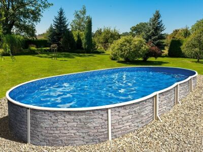 Сталевий каркасний басейн AZURO STONE 5,5х3,7х1,2м з ПВХ плівкою Lagoon (blue)